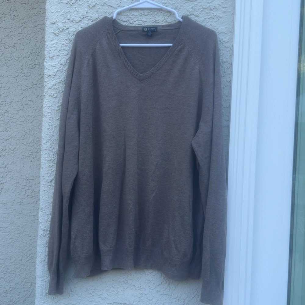 J. Crew V-neck Cashmere Blend Men's Brown Sweater Size XL